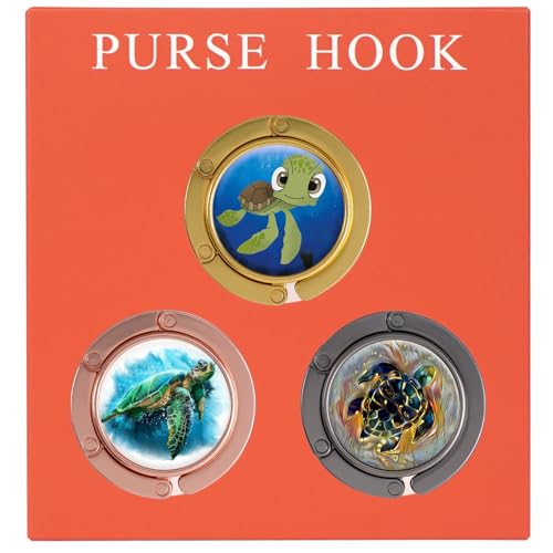 Folding Handbag Hanger - Portable Bag Holder, Women's Bag Table Hanger Hook(HL01-3P Cute Turtle) - color: HL01-3P Cute Turtle