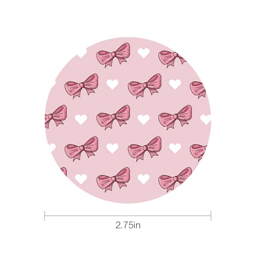 2 Pack Car Cup Holder Coasters, Pink Bows Insert Car Coaster, 2.75 Inch Anti Slip Shockproof Embedded Drink Mat, Vehicle Interior Decor Accessories (Pink-Bows) - color: Pink-bows