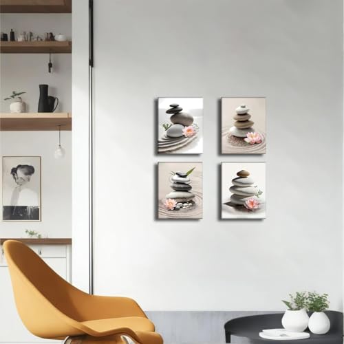 Framed Zen Bathroom Wall Art Set,Meditation Canvas Wall Art,Zen Sand Posters Prints for Yoga Office Bathroom Bedroom,Set of 4 (Framed 8 x 10 IN) - color: Framed 8"X10" -Zen Sand Canvas Wall Art