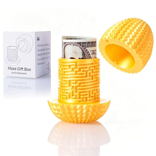 Maze Puzzle Box for Cash Gift, Money Holder Gift Box | Maze puzzle, hidden cash compartment, money gift, birthday anniversary, brain teaser, surprise holder gift for teens & adults - color: Gold