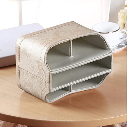 PUSU Leather 360°Rotatable Remote Control Holder,Nightstand TV Remote Caddy,Office Supplies Desktop Organizer,Spinning Storage Box for Pen,Mail,Phone,DVD, Blu-Ray, Media Player, Heater Controllers - color: 1 A Embroidery Flower