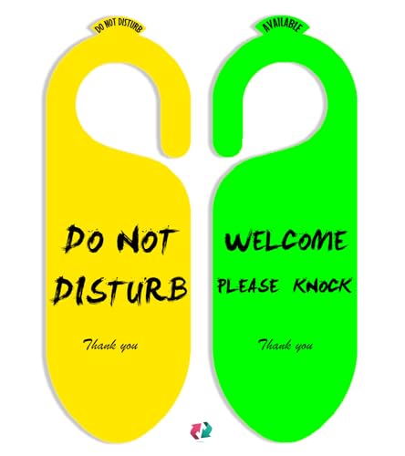 Do Not Disturb Door Hanger Sign 2Pack Office Door Signs Double-sided Do Not Disturb & Welcome Please Knock for Business Office Home Therapists Clinic Dorm Online Class and Meeting Sessions. - color: Yellow