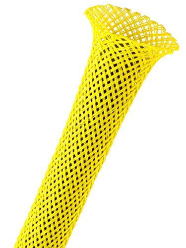 1/8" PET Expandable Braided Sleeving - Color: Neon Yellow - Length: 10FT - color: Neon Yellow, size: 0.125 Inch Dia - 10 Feet