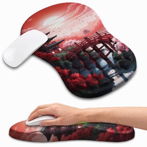 Ergonomic Mouse Pad with Wrist Rest, Memory Foam Wrist Support for Carpal Tunnel Pain Relief, Massage Design Mousepad and Non-Slip Base for Office and Gaming, 12x8 Inch, Sunset - color: Sunset