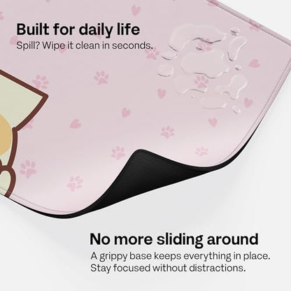 Pixio Mouse Pads - 36 x 16 inch XXL Squishy Cat Pink Multifunctional Large Desk Mats for Gaming, Office, Desktop Anti-Slip Waterproof Washable Computer Mouse Mat - color: Pink Squishy Cat