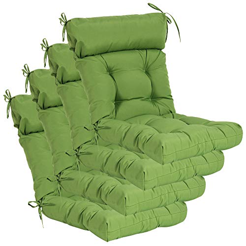 QILLOWAY Outdoor Rocking Chair Cushions Set of 2, 100% Polyester Waterproof Patio Rocking Chair Cushion, High Back Weatherproof Chair Pad for Adirondack & Outdoor Furniture, Green - color: Green