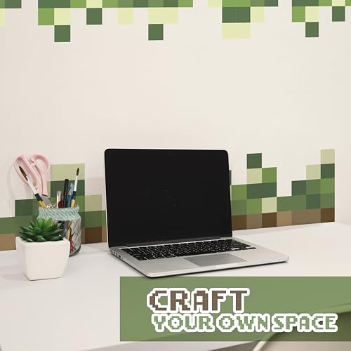 Pixel Block Border Wall Decal for Boys Room - Wall Decor for Gamers Room - Gaming Art for Bedroom - Video Game Themed Wall Stickers for Young Gamers and Cool Gaming Bedrooms