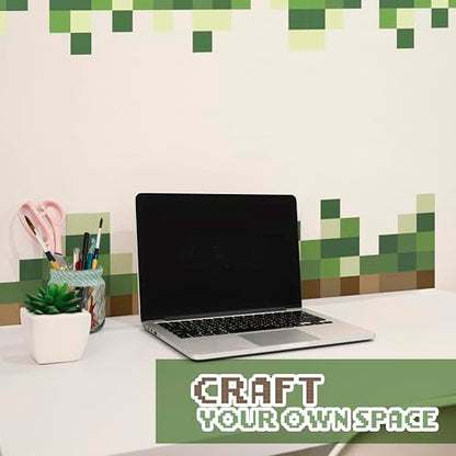 Pixel Block Border Wall Decal for Boys Room - Wall Decor for Gamers Room - Gaming Art for Bedroom - Video Game Themed Wall Stickers for Young Gamers and Cool Gaming Bedrooms