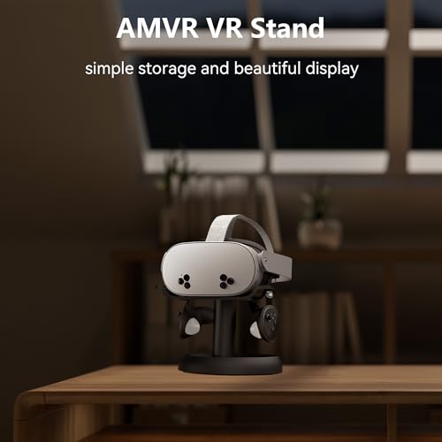 AMVR VR Headset Stand Holder Compatible with Quest 3s/Quest 3/Vision Pro/Quest 2/Pico 4/for PSVR 2 - Universal VR Headset Display Dock, Stable Bracket Storage Round Base, Mount Install Easy - color: Black