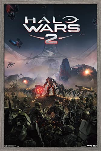Trends International Halo: Halo Wars 2 - Key Art Wall Poster, 22.375" x 34", Barnwood Framed Version - color: Barnwood Framed Version, size: 34"L x 22.4"W