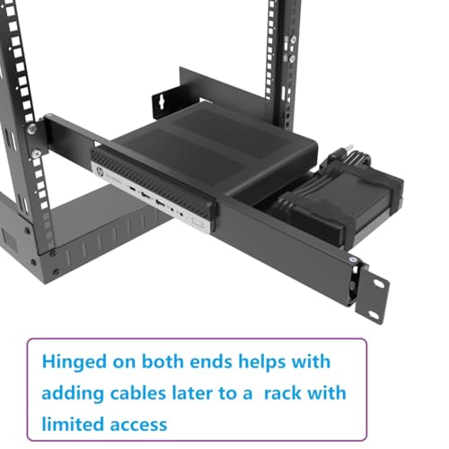 Mini Rack Mount for HP ProDesk Mini PC, HP EliteDesk Mini Business Desktop -1U Hinged Server Rack Shelf for 19-inch Cabinet or Rack
