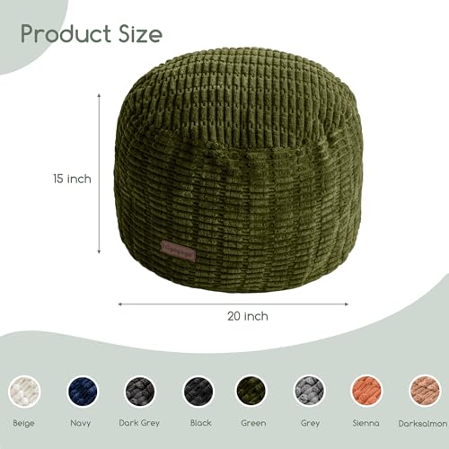 HIGOGOGO Pouf Ottoman Stuffed Round Modern Foam Filled Foot Rest Poufs for Living Room Chair Decorative 20 X 15 Inches Boho Relax Stool for Wedding Christmas Party, Green - color: Green, size: 20"D x 20"W x 15"H