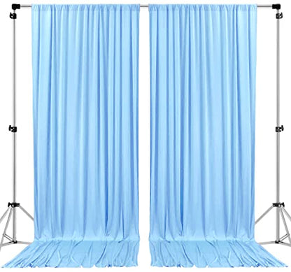 AK TRADING CO. 10 feet x 8 feet IFR Polyester Backdrop Drapes Curtains Panels with Rod Pockets - Wedding Ceremony Party Home Window Decorations - Light Blue - color: Light Blue