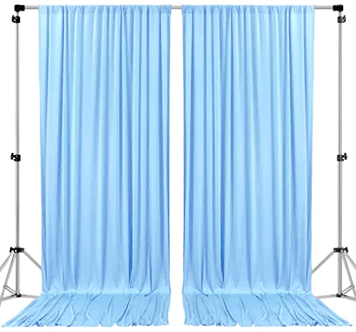 AK TRADING CO. 10 feet x 8 feet IFR Polyester Backdrop Drapes Curtains Panels with Rod Pockets - Wedding Ceremony Party Home Window Decorations - Light Blue - color: Light Blue