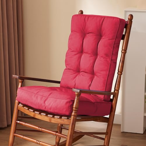 IPYNBAP Rocking Chair Cushion, Waterproof and Fade-Resistant Patio Chair Cushions, Tufted Chair Pads for Rocker Furniture, 17x17 Inch, Indoor/Outdoor Seat Cushions with Ties, Burgundy - color: Burgundy, size: 17"X17"/21"X17"