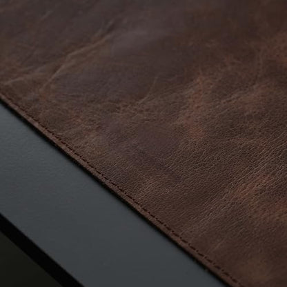 Jersey Genuine Calfskin Leather Desk Pad, Office Desk Mat with Non-Slip Bottom, Smooth Surface for Mouse & Keyboard, Desk Protector (36x19 inches) (Dark Brown) - color: Dark Brown