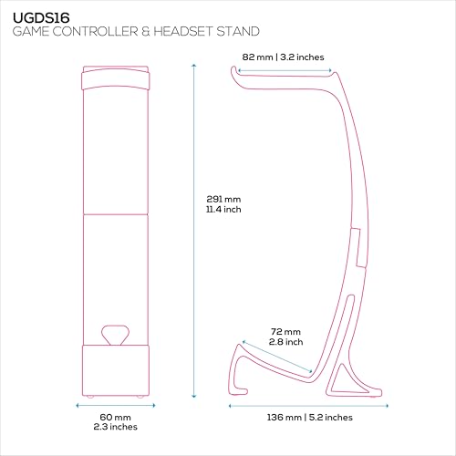 BRAINWAVZ Headphone Stand & Game Controller Holder – Sleek Headset Hanger & Gamepad Stand for Xbox, PlayStation, Legacy, Retro & More – (UGDS16) - color: UGDS16