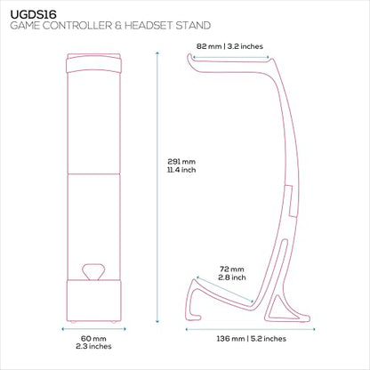 BRAINWAVZ Headphone Stand & Game Controller Holder – Sleek Headset Hanger & Gamepad Stand for Xbox, PlayStation, Legacy, Retro & More – (UGDS16) - color: UGDS16