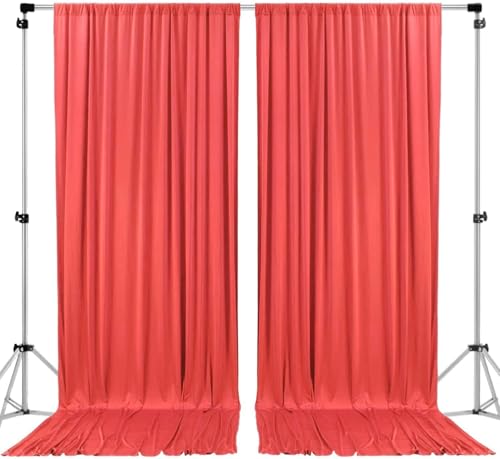 AK Trading CO. 10 feet x 8 feet IFR Polyester Backdrop Drapes Curtains Panels with Rod Pockets - Wedding Ceremony Party Home Window Decorations - Coral - color: Coral