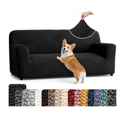Premium Stretch Couch Covers for Sofa - Sofa Chair Cover Washable, Dogs & Pets Friendly - Elastic Polyester Loveseat Slipcovers - Non-Slip Love Seat Couch Covers - Black (64"-85" Wide) - color: Black, size: 64"-85" Wide