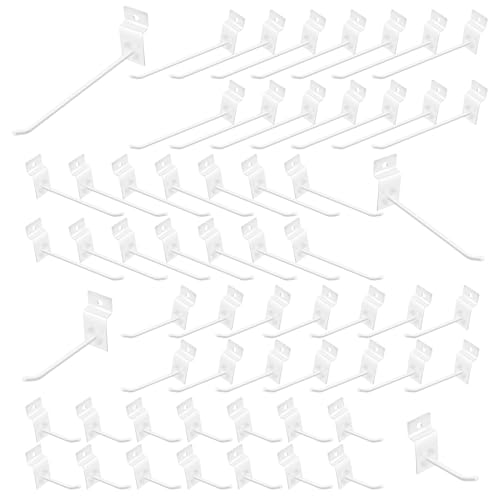 60Pcs 2/4/6/8 Inches White Slatwall Panel Hooks Assortment Set, Metal Slat Wall Hanging Display Hanger Hooks, Pegboard Organizer for Gridwall Garage Shop Retail - color: White, size: 2/4/6/8 Inches