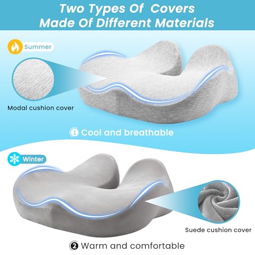 Seat Cushion,Ergonomic Chair Cushions for Sit Bone Tailbone Pain Relief,Sciatica & Back Support,Memory Foam Butt Pillow for Office,Car,Home,Gaming,Wheelchair - color: Gray