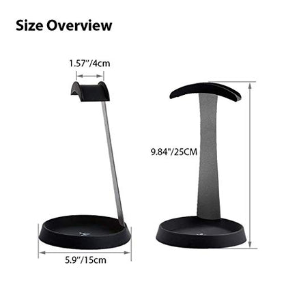 Avantree HS102 - Metal & Silicone Headphone Stand Hanger with Cable Holder, Black Desk Earphone Mount Rack, Fancy Music Studio Accessories