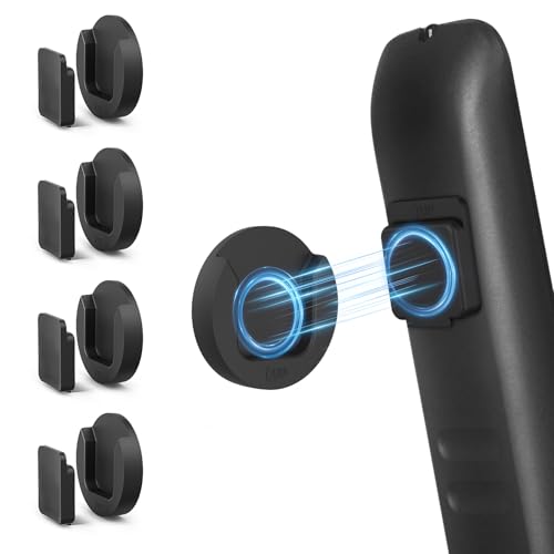 YYILIS Magnetic Remote Control Holder Wall Mount, 4 Pack TV Remote Control Holder for Fan/Air Conditioner, Self-Adhesive Bedside Caddy for TV Backside/Bedroom/Office/RV Home Organizer Storage(Black) - color: Black