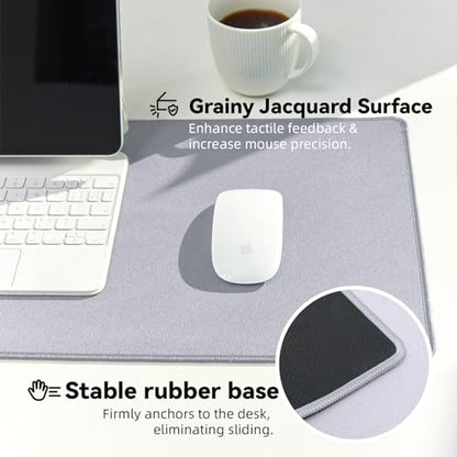 Reniteco Waterproof Large Gaming Mouse Pad with Durable Stitched Edges, Non-Slip Rubber Base, Grainy Jacquard Mouse Mat Desk Pad for Home Office Gaming, 35.4''x15.7''x0.12'', Matte Light Gray - color: Matte Light Gray, size: 35.4''x15.7''x0.12"
