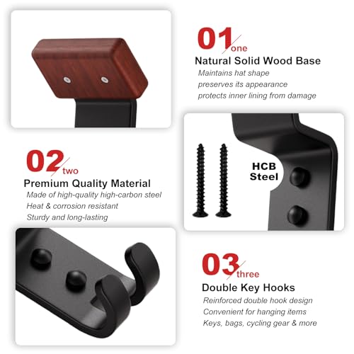 Motorcycle Helmet Holder Wall Mount - Heavy Duty Helmet Hanger Rack with 2 Key Hooks, Solid Wood & Strong Steel Design for Bike, Football, Skiing Sports Gear, Jackets & Hats (3) - color: Red*3