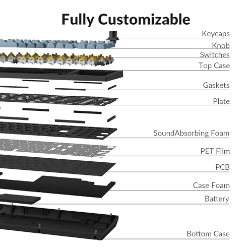 Keychron V5 Max Custom Wireless Mechanical Gaming Keyboard with Number Pad, 96% Layout QMK/VIA 2.4 GHz/Bluetooth 5.1/Wired, RGB Backlit Hot-Swappable Gateron Banana Switch for Mac Windows Linux - color: Gateron Jupiter Banana Switch