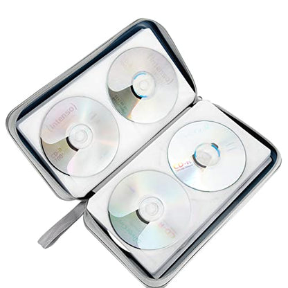 Siveit CD Case Holder, 80 Capacity CD/DVD Case Holders Wallet Hard Plastic CD DVD Disc Cases Storage Binder for Car Home Office Travel (Dark Blue) - color: Dark Blue