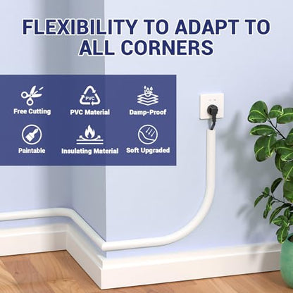Wall Cord Hider - Flexible Cable Concealer for Mounted TVs, Self-Adhesive, W0.59inxH0.39in, White - size: 157 inch