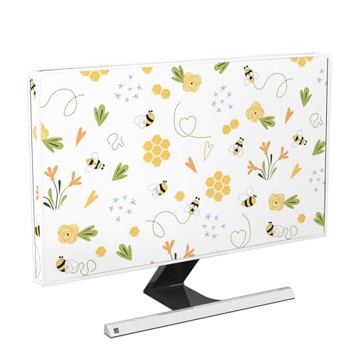 Bee Waterproof Screen TV Cover 37,38,39 Inch Spring Summer Honey Flowers Botanical TV Display Screen Cover Antistatic Water Resistant Television Covers Dustproof Protective，Yellow Design - color: yellow, size: 37-39 Inch for tv cover