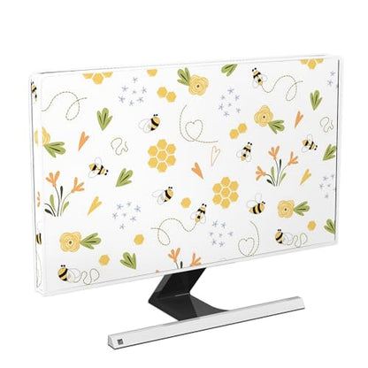 Bee Waterproof Screen TV Cover 37,38,39 Inch Spring Summer Honey Flowers Botanical TV Display Screen Cover Antistatic Water Resistant Television Covers Dustproof Protective，Yellow Design - color: yellow, size: 37-39 Inch for tv cover