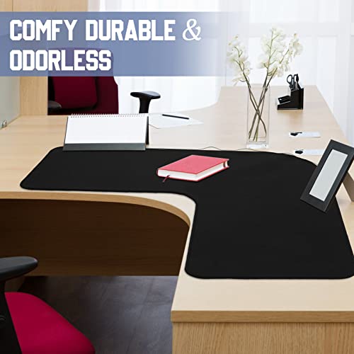 Amylove L Shaped Desk Mat Corner Mouse Pad Waterproof Large Rubber Corner Desk Mat for Office Home L Shaped Curved Keyboard Pad Gaming Setup Computer Protection Supplies, 36.2 Inches(Black)