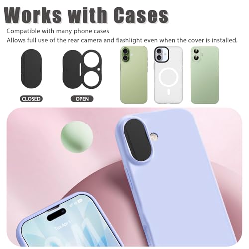 Front Camera Cover Compatible for iPhone 17 with Rear Lens Cover,Protect Privacy and Security But Not Affect Facial Recognition (2Pack) -2025 Updated Version - size: 17