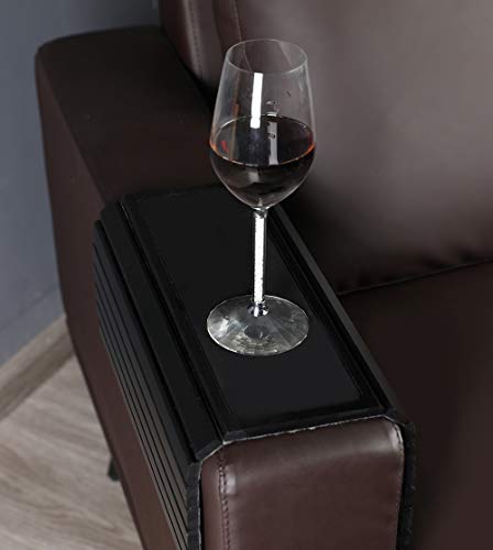 GEHE Couch Arm Tray Table, Flexible/Foldable Sofa Armrest Tray, Couch Armrest Table Cup Holder Great for Drinks Snacks Remote Control, Portable Side Table and Anti-Slip Bottom - color: Black