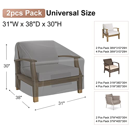 Patio Chair Covers for Outdoor Furniture Waterproof 2 Pack, Lawn Chair Covers Heavy Duty Oxford Cloth, Large Covers for Lounge Lawn Deep Seat Black 31" W×38" D×30" H - color: Black, size: 31" W x 38" D x 30" H