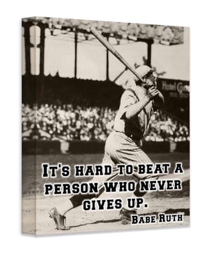 Babe Ruth It’s Hard Baseball Quote 18x24 Unframed Print – Vintage Sports Wall Art, Inspirational Baseball Poster for Game Room, Office, or Man Cave Décor - size: 24"L x 18"W