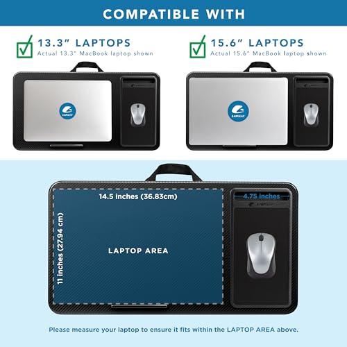 LAPGEAR Home Office Lap Desk with Device Ledge, Mouse Pad, and Phone Holder - Black Carbon - Fits up to 15.6 Inch Laptops - Style No. 91588 - color: Black Carbon, size: Home Office W/Device Ledge