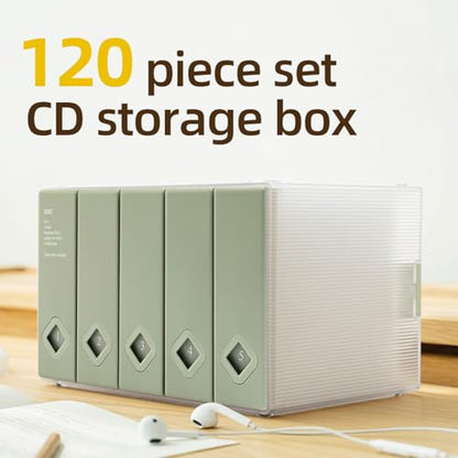 CD Case, 120 Capacity CD/DVD Case Holders Wallet Hard Plastic DVD Disc Cases Storage Binder for Car Home Office Travel (1, 120 Capacity Green) - color: 120 Capacity Green