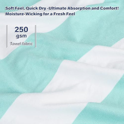 Tirrinia Lounge Chair Towel Cover with Fitted Top Pocket, DIY Pillow Design (Stuff with Clothes or Towels), Beach Chair Cover for Pool Lounge Chairs, Chaise Lounge Towel Cover, Soft & Quick Dry - color: Blue Stripe