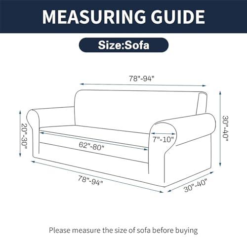 Cupuamon 2026 New Stretch Sofa Slipcovers Couch Cover for 3 Cushion Furniture Protector Sofa Covers with Elastic Bottom Jacquard Fabric Small Checks for Pets, Kids -Sofa, Black - color: Black, size: Sofa
