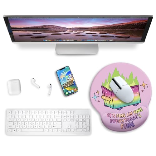 Blusabaca Dumpster on Fire Mouse Pad with Wrist Rest, Funny Cute Ergonomic Mouse Pads for Desk Wrist Support, Mousepad for Wireless Mouse Gaming Work Home Desk Accessories Office Supplies Decor Women - color: Dumpster Purple