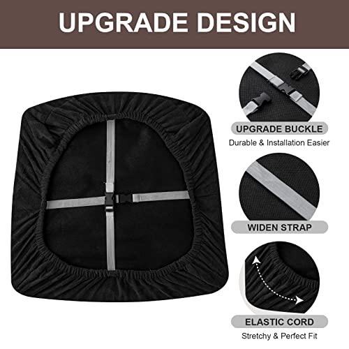 Genina Waterproof Chair Seat Covers Dining Room Chair Covers Stretch Seat Cover for Dinning Room Chair Protector Slipcovers for Kitchen, Hotel (2, Flower Pattern-Black) - color: Flower Pattern-black