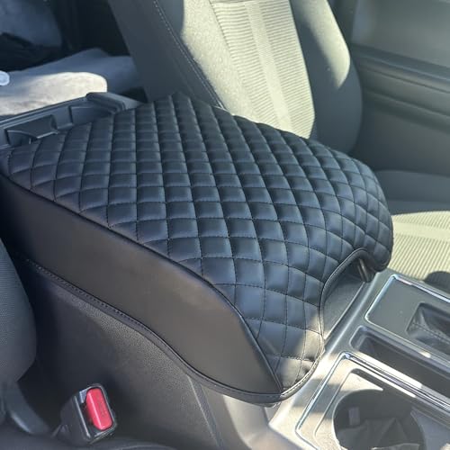 Zxiaochun Center Console Cover for Ford F150 2015-2020, F250 F350 F450 2017-2022 and Expedition 2018-2024 Leather Arm Rest Box Lid Middle Console Cover Armrest Box Protective Cover(Bucket Seat Only) - color: Bucket Seat Console