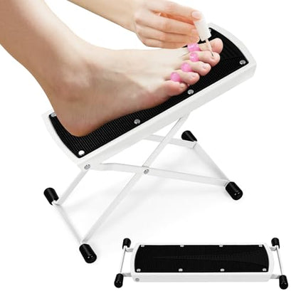 Pedicure Foot Rest, 6 Heights Adjustable Foot Stool, Upgraded Metal Foldable Non-Slip Stand for Home and Salon Use Pedicure Station, Ideal Pedi Stool for Nail Tech or Guitar Foot Stool White - color: White-upgraded