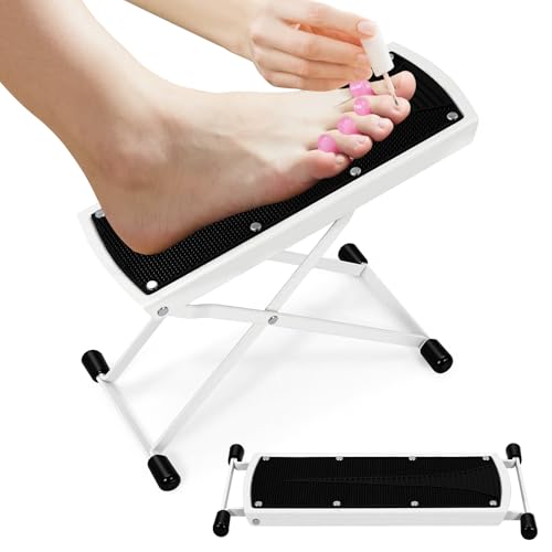 Pedicure Foot Rest, 6 Heights Adjustable Foot Stool, Upgraded Metal Foldable Non-Slip Stand for Home and Salon Use Pedicure Station, Ideal Pedi Stool for Nail Tech or Guitar Foot Stool White - color: White-upgraded