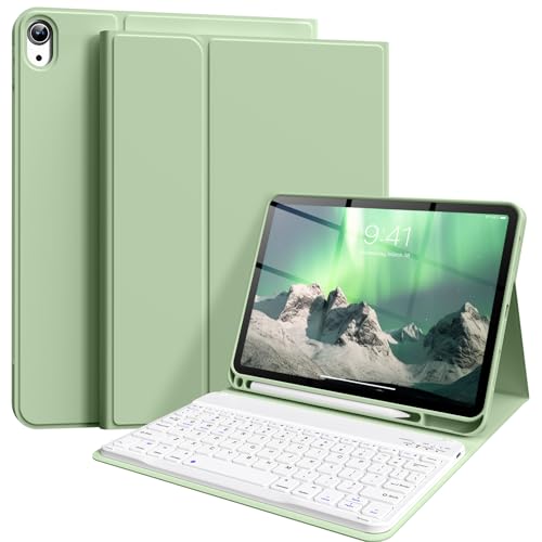 Keyboard Case for iPad (A16) 11th Gen 11 Inch 2025, iPad 10th Generation 10.9 inch 2022 with Pencil Holder, Wireless Keyboard and Slim Lightweight Soft Cover Auto Wake/Sleep, Matcha Green - color: Matcha Green